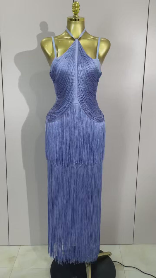 Backless Tassel Ankle Bodycon Bandage Dress – Elegant Evening Party Outfit